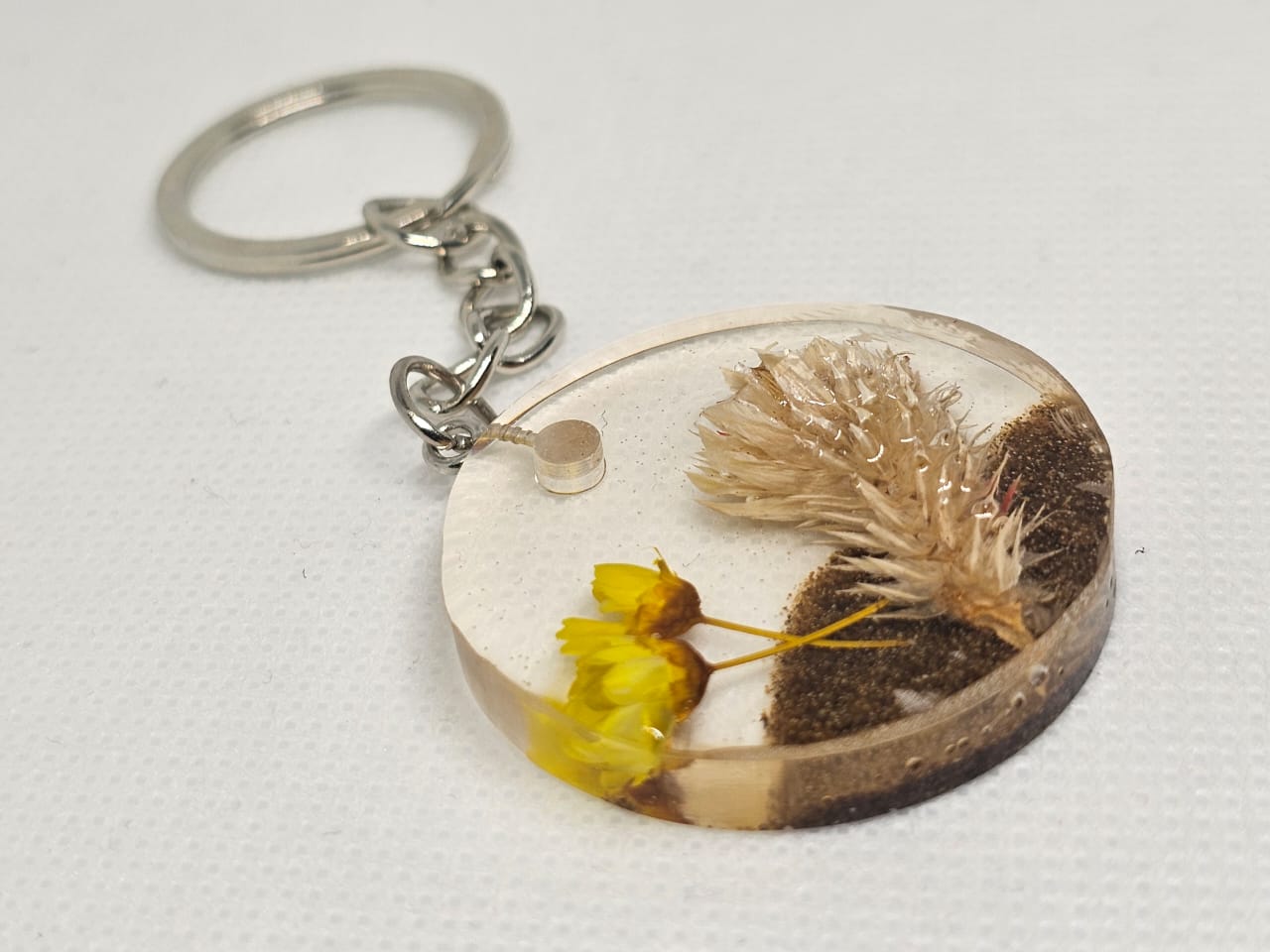  Handmade Resin Keychain with Dried Natural Flower